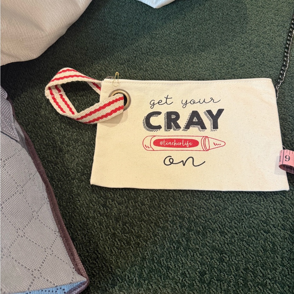 Canvas Crayon Pouch with Red and Black Design NWOT